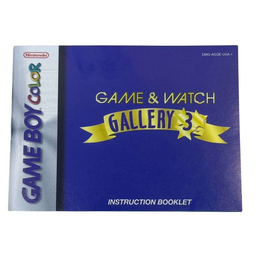 Nintendo Game Boy Color Game & Watch Gallery 3 Manual DMG-AGQE-USA-1 Booklet